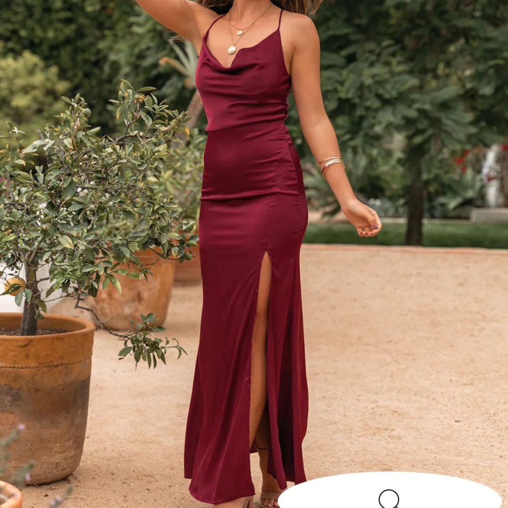 Silk burgundy maxi dress